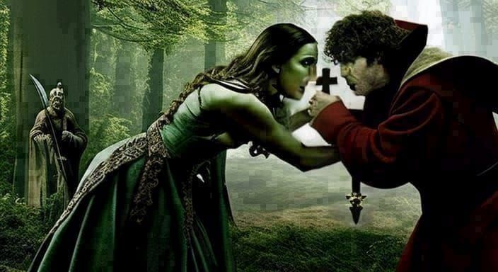 Priest Confronts Vampire in Renaissance Horror Style