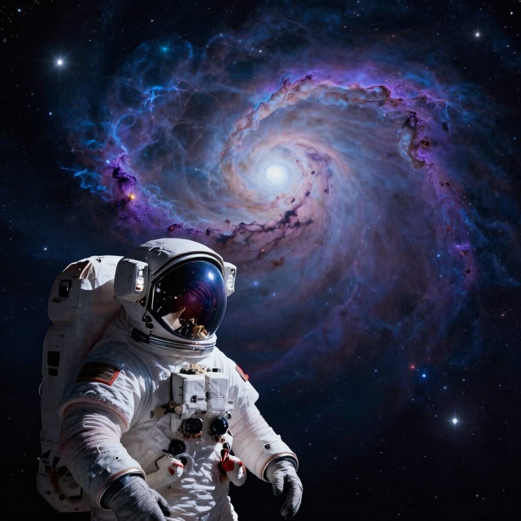 Astronaut Adrift in Cosmic Nebula, Space Opera Art