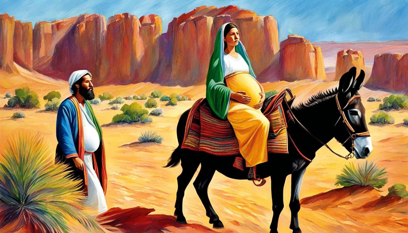 Ancient Couple Finds Refuge in Desert Landscape Sketch