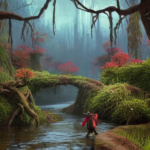 Shrek and Gru Dwarf Fusion in Vibrant Swamp