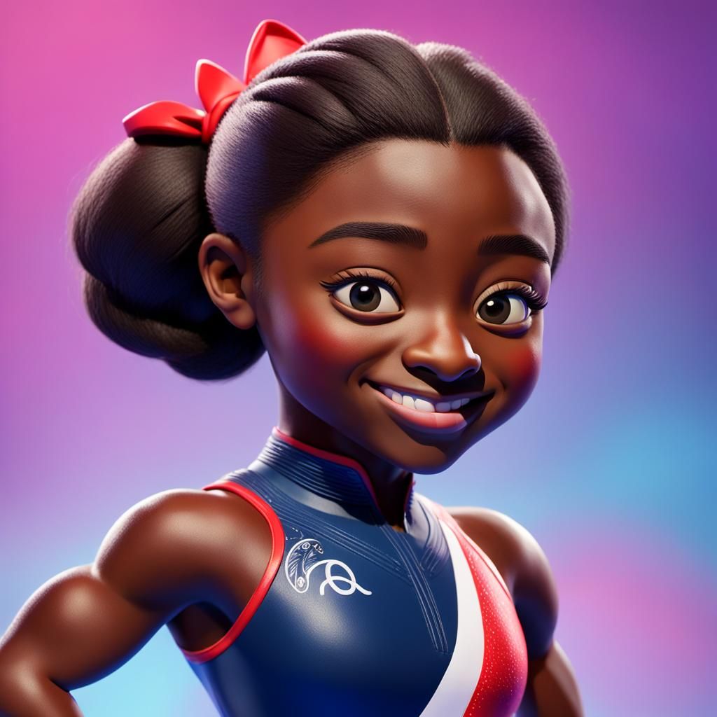 Simone Biles as Disney Character, 3D Digital Art