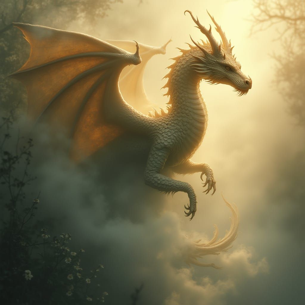 Majestic Dragon in Soft Golden Light