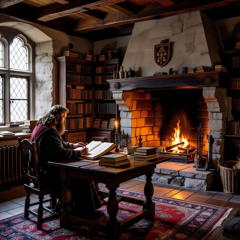 Medieval Scholar's Study in the Style of Dürer