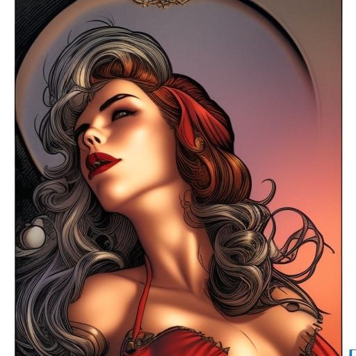 Alluring Comic Girl with Hourglass Figure