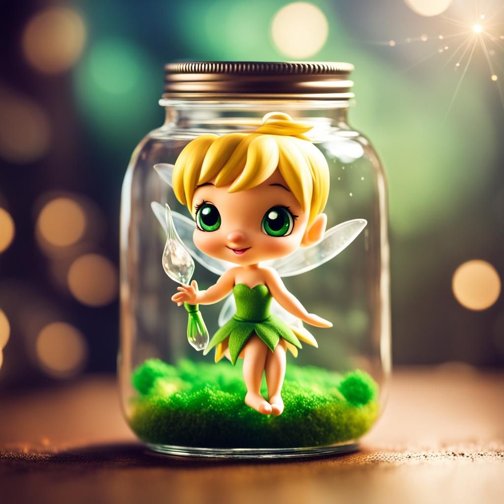 Tinkerbell as Chibi Character in Glass Jar