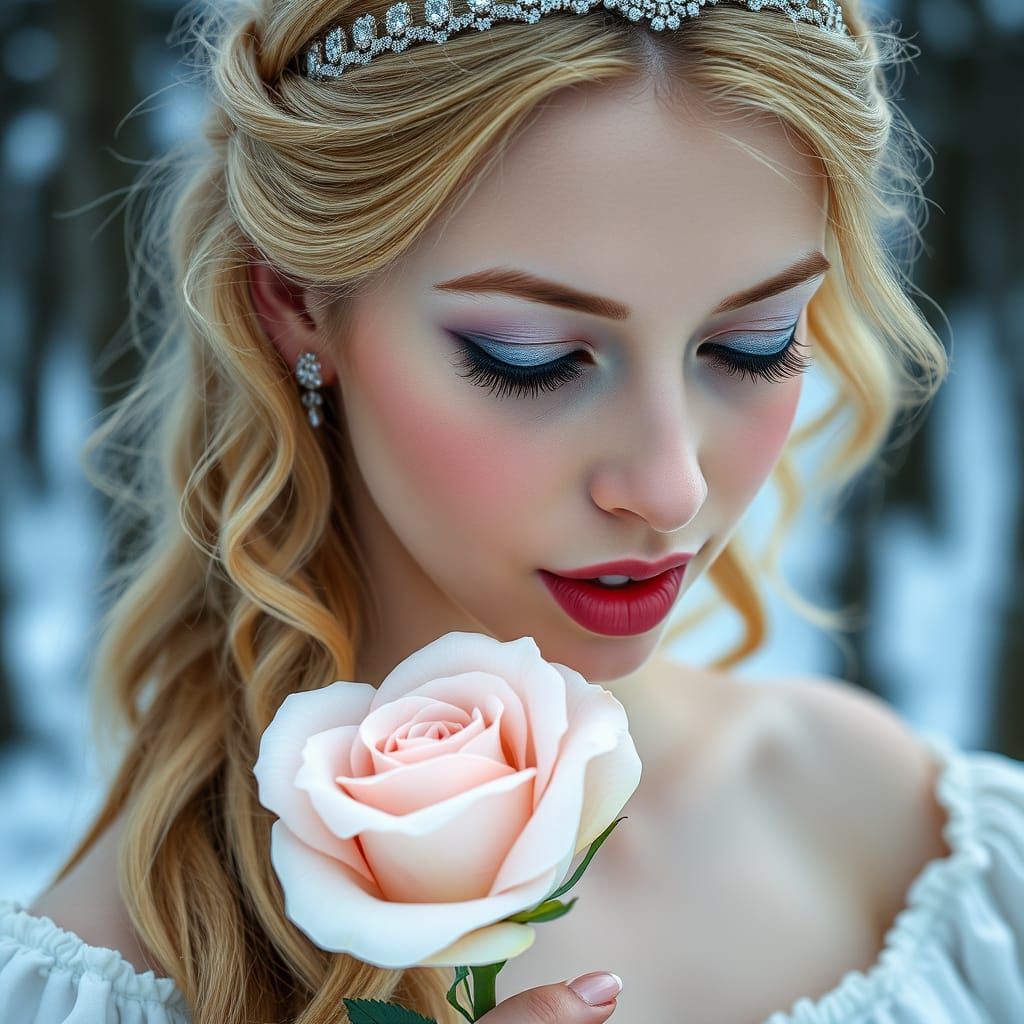 Renaissance Princess with Strawberry Blonde Hair and Diamond...