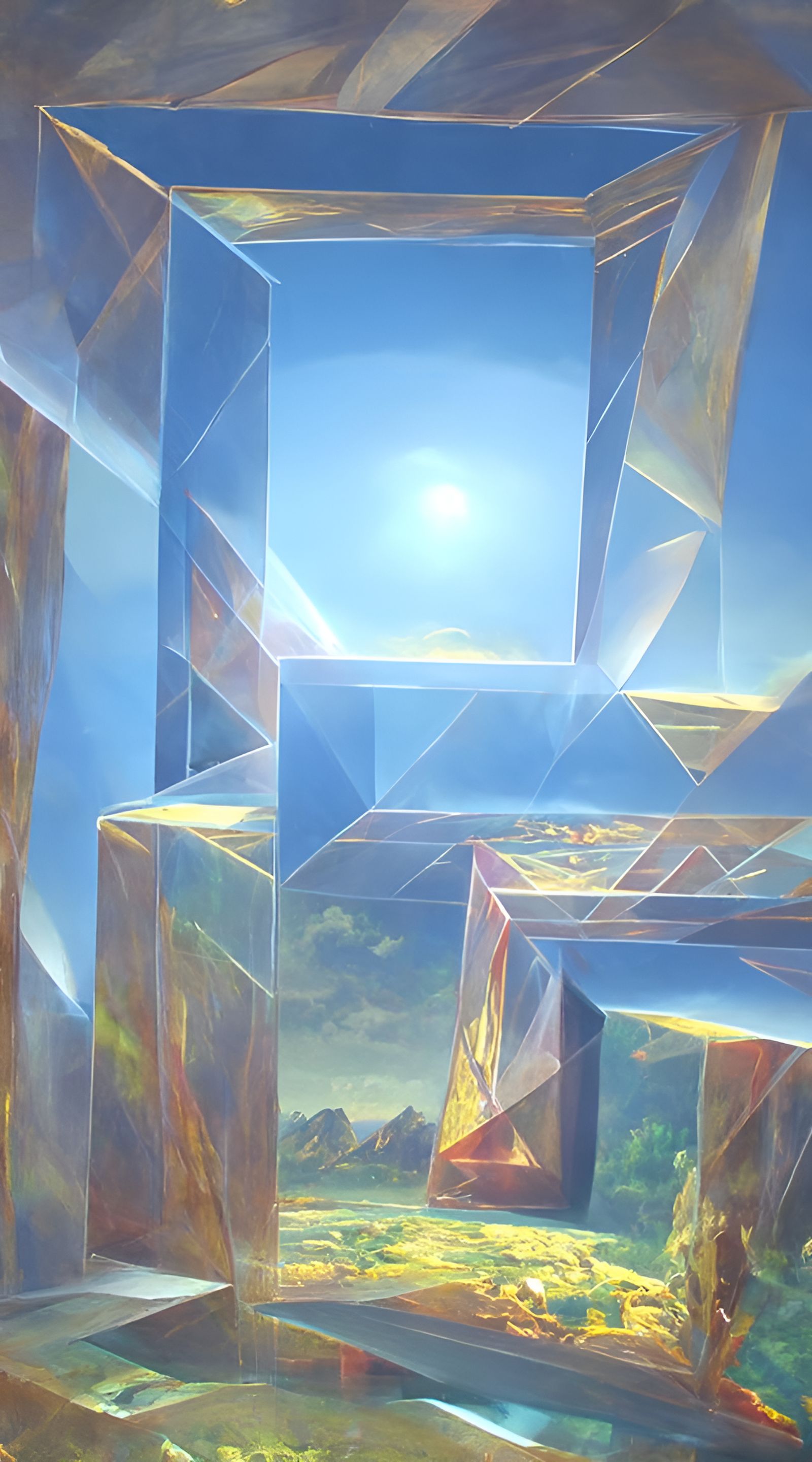 Colorful Four-Dimensional Tesseract Render in Liminal Style