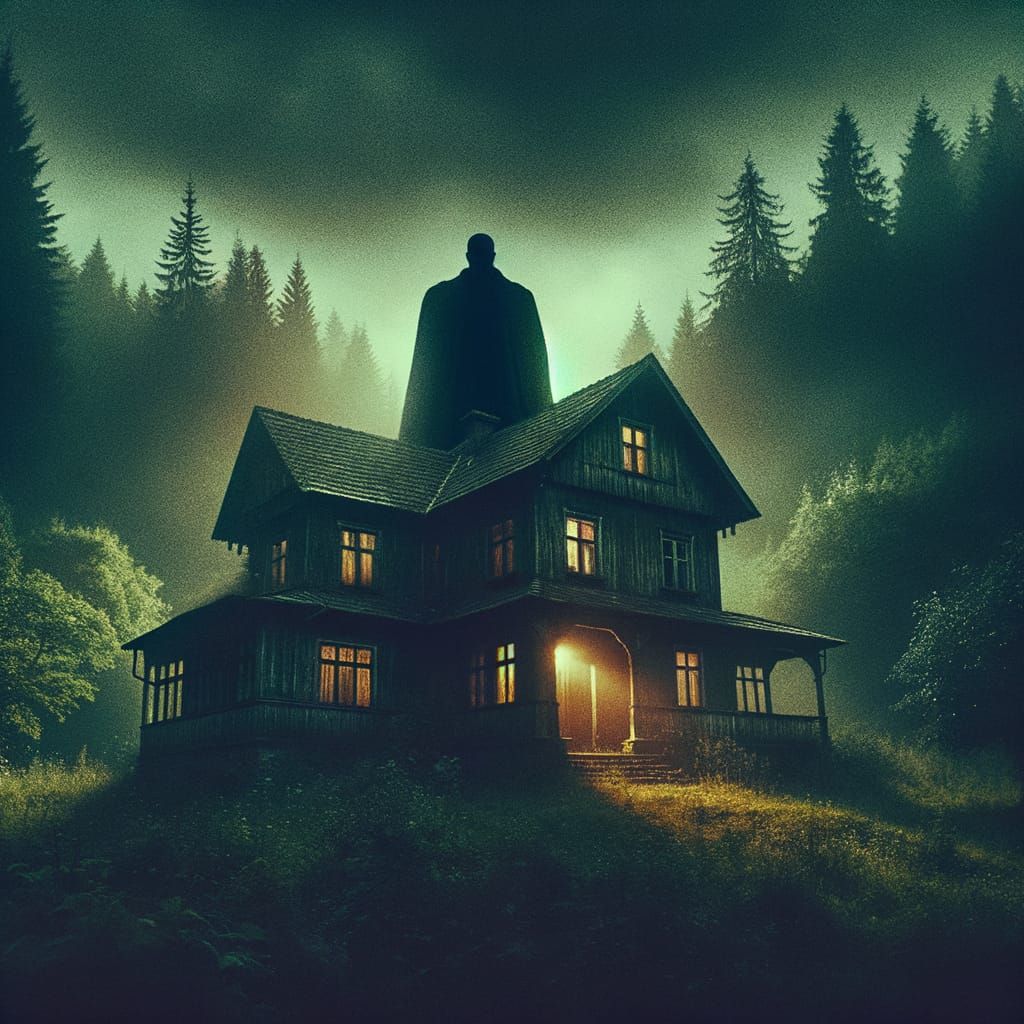 Dramatic Haunted Mansion in Dark Forest