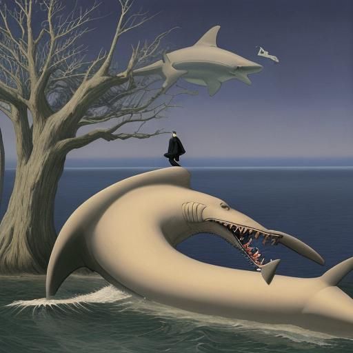 Sleepwalking Shark Wags Tail: Surreal Art