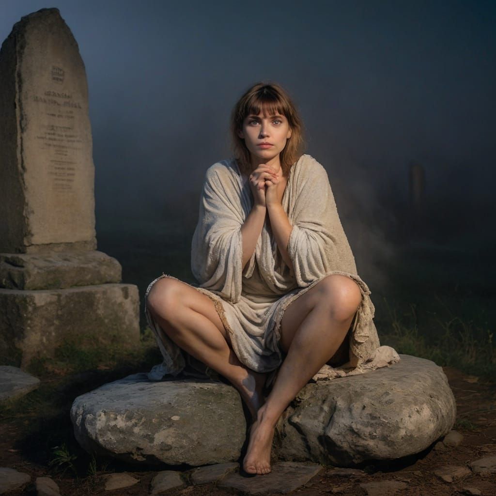 Mysterious Woman in Midnight Fog