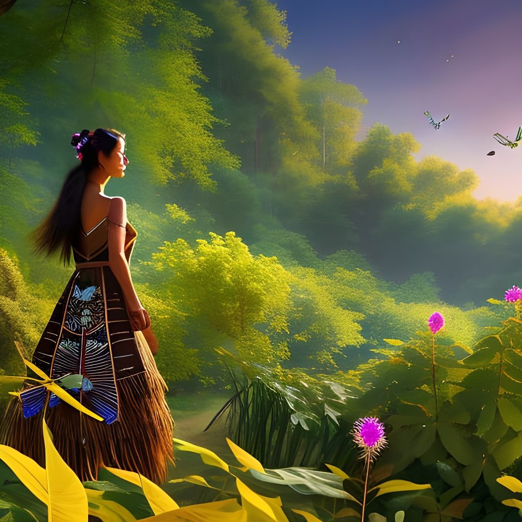 Native American Girl with Dragonfly Wings