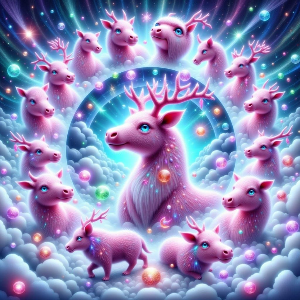 Vibrant Zodiac Figurines in Dreamlike Celestial Scene