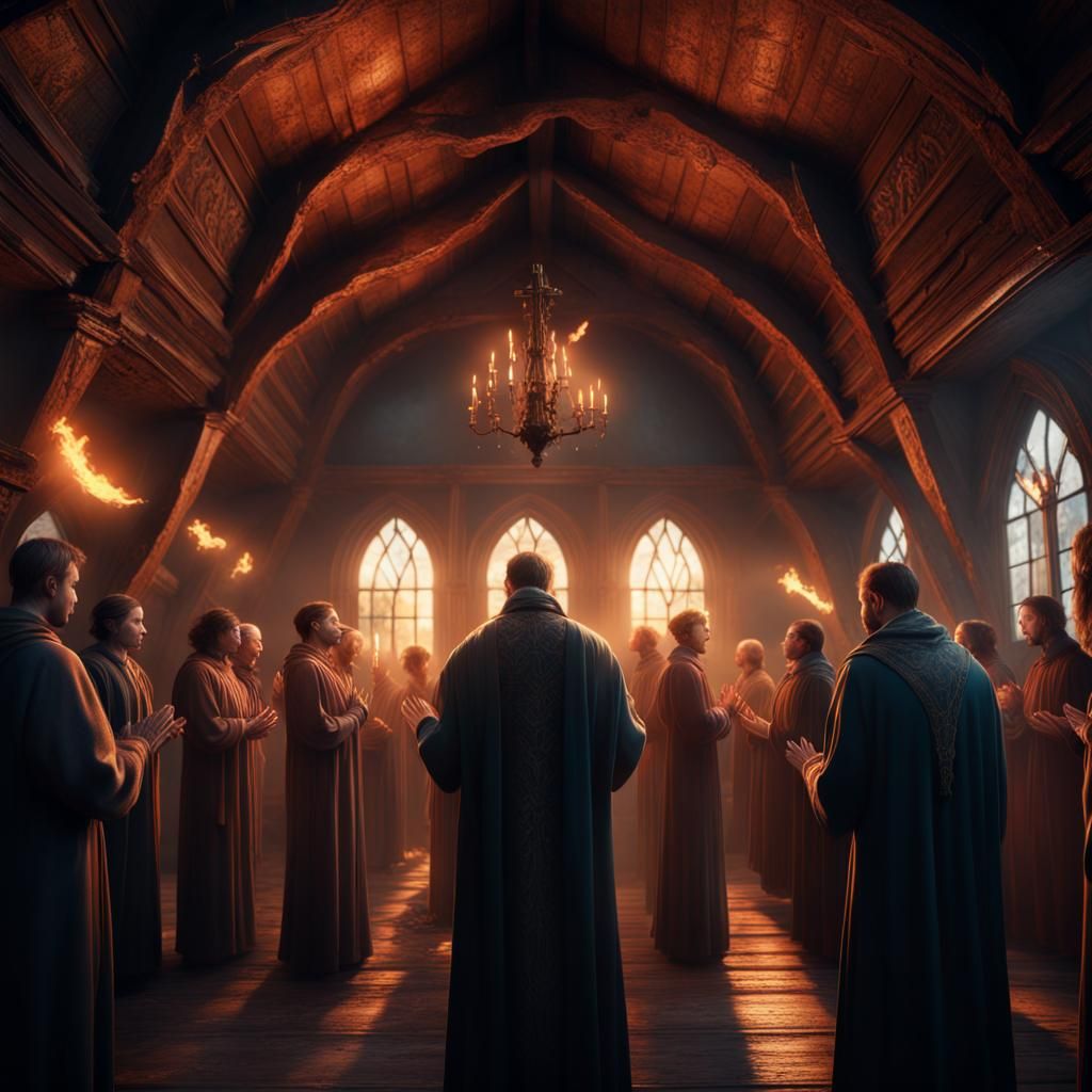 Ablaze: Pentecostal Scene as Detailed Matte Painting