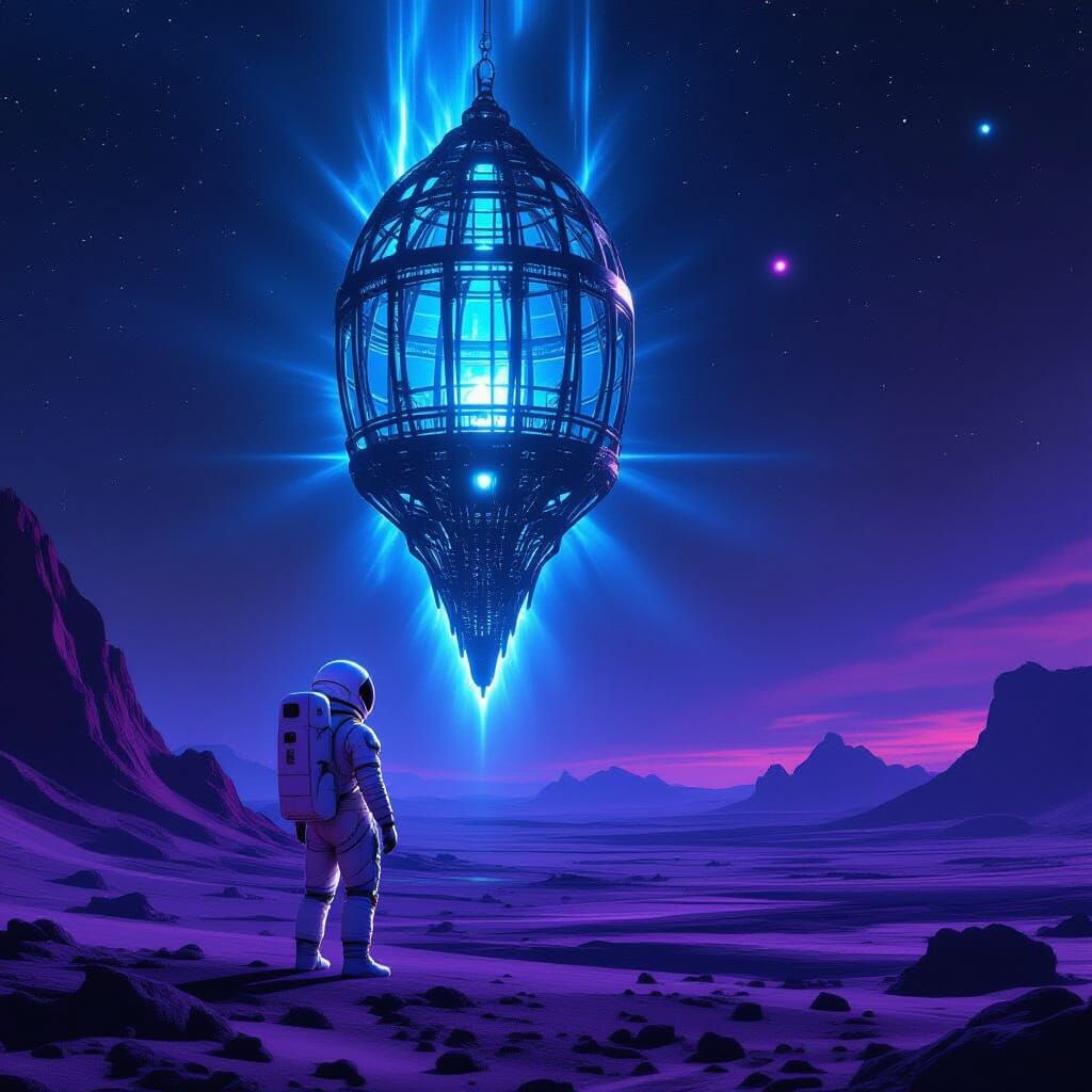 Astronaut Discovers Giant Alien Birdcage on Desolate Planet