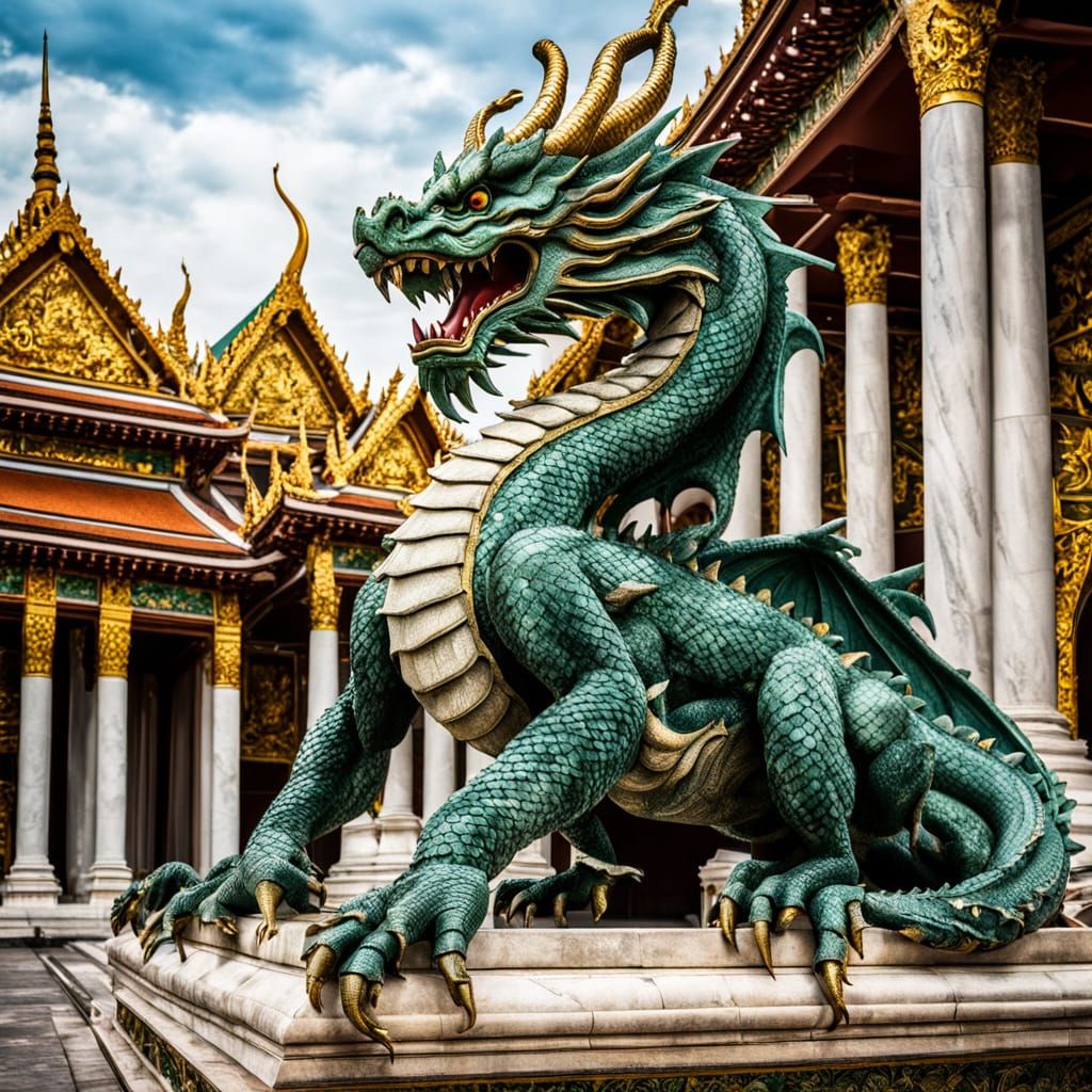 Marble Dragon Guardian of Renaissance Palace