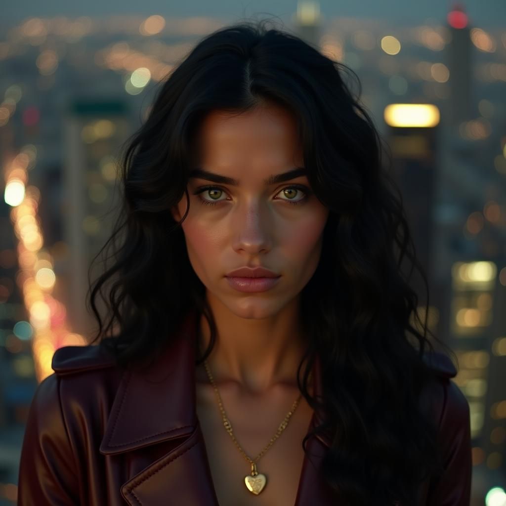 Mesmerizing Egyptian Girl on City Rooftop: Cinematic Portrai...