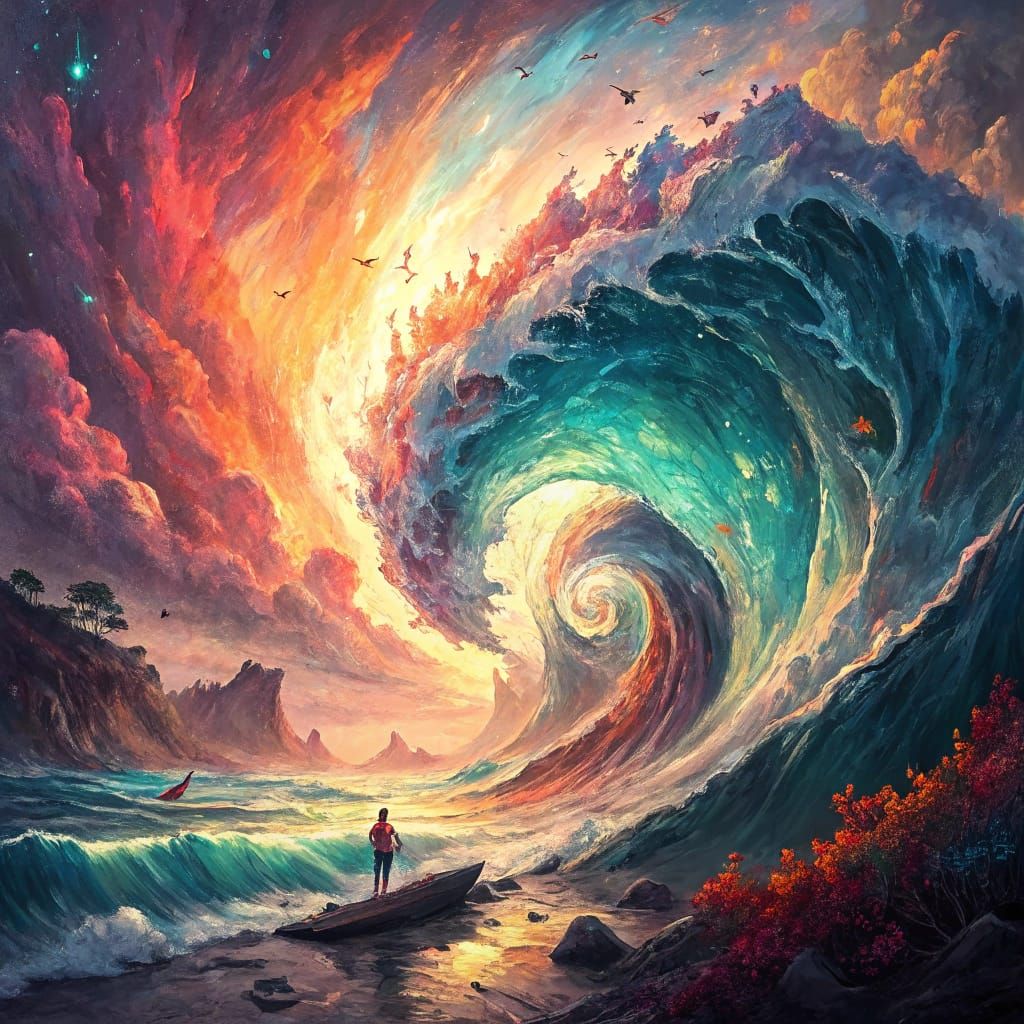 Iridescent Vortex in Abstract Expressionist Style