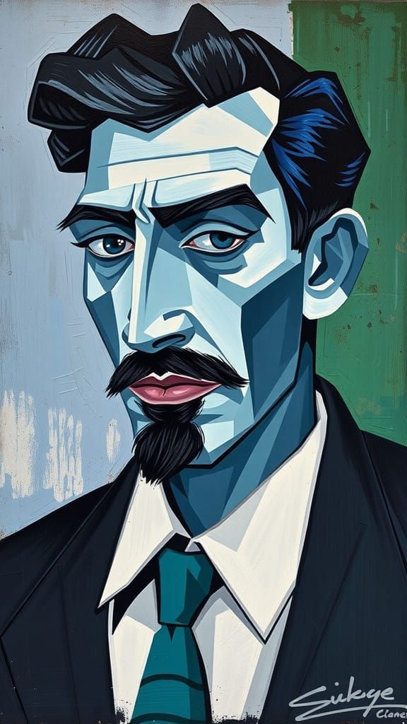 Fragmented Portrait in Cubist Style