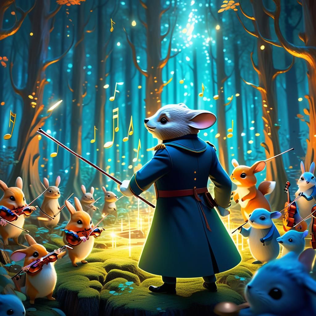 Anime Forest Guardian Orchestrates Magical Creatures