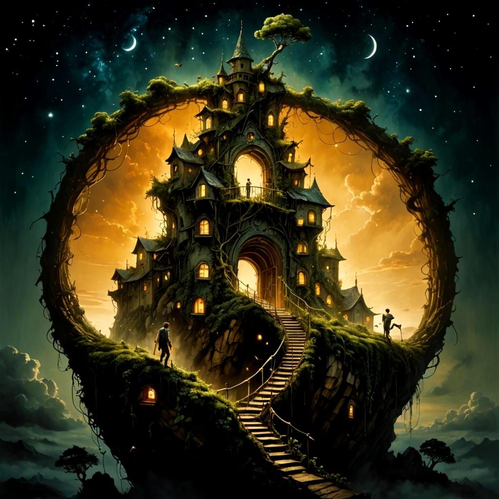 Boy Climbs Giant Beanstalk to Cloud Village