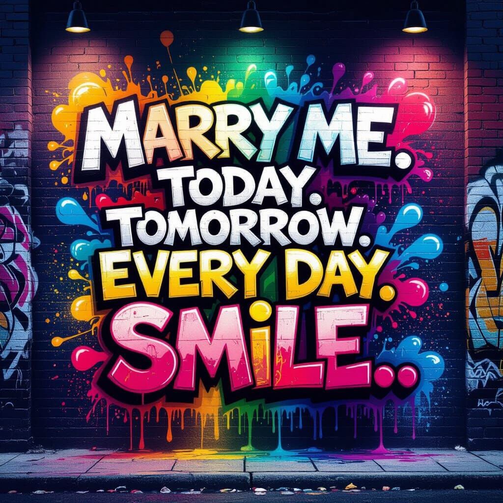 Vibrant Graffiti Mural Declares "Marry Me" in Street Art Sty...