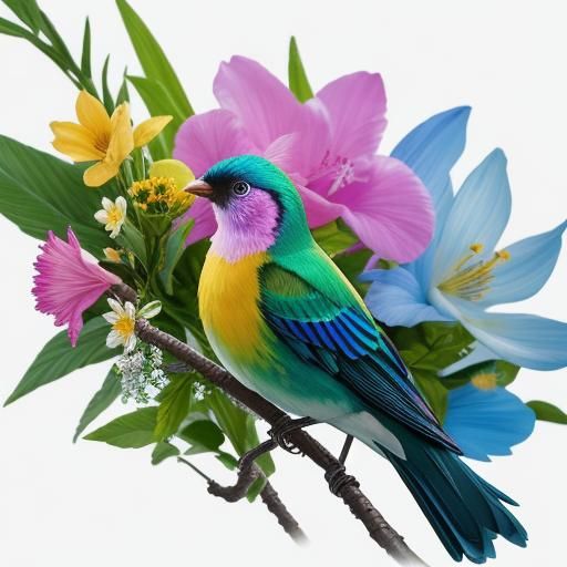 Flowery Surreal Paradise Bird in Ultra HD