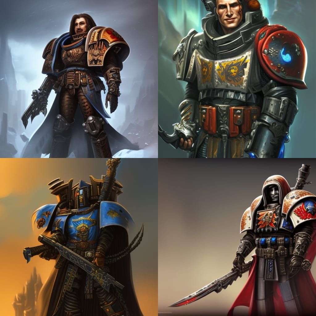 Armored Outlaw Portrait in Warhammer 40K Style