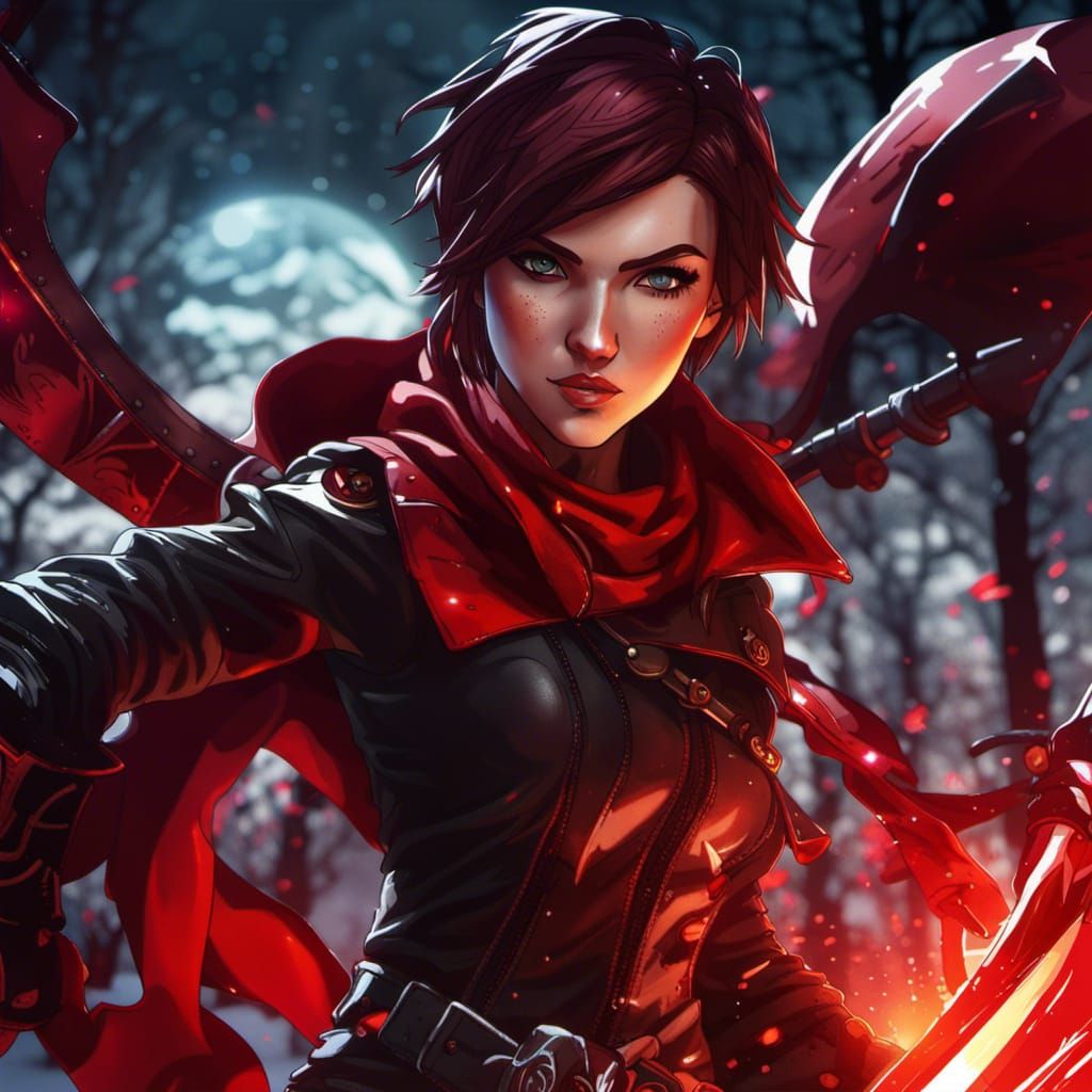 Ruby Rose in Snowy Forest: Comic Book Art