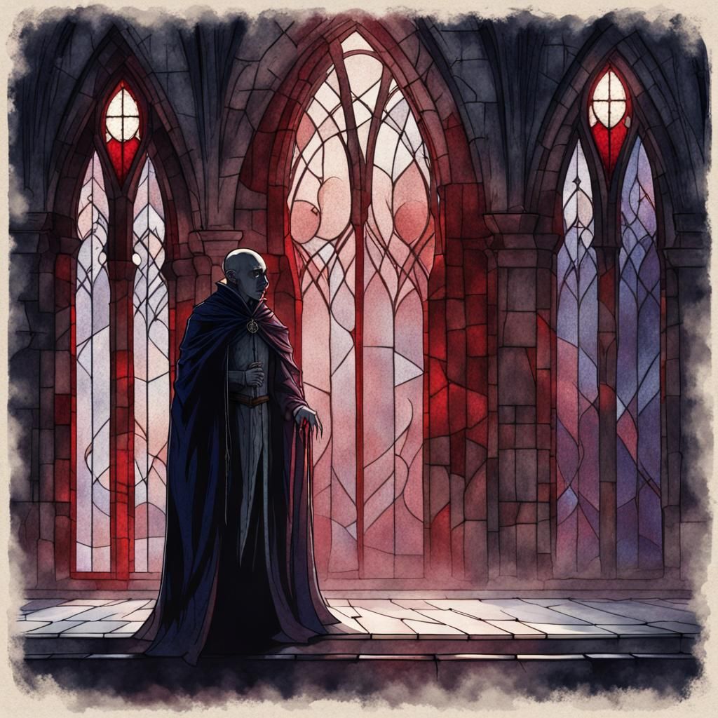 Nosferatu in Gothic Castle Chamber with Moonlight