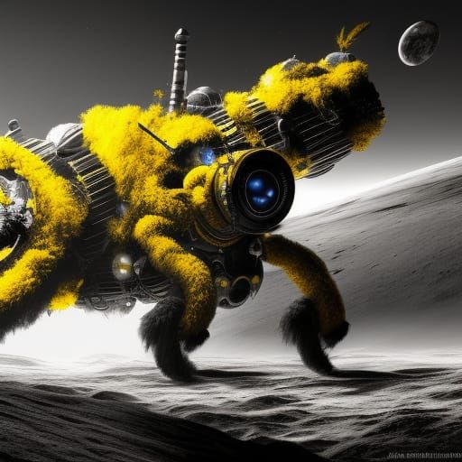 Mechanical Woolly Mammoth on the Moon