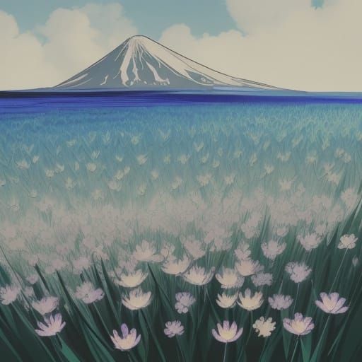 Single Flower by Riverbank in Manga Style