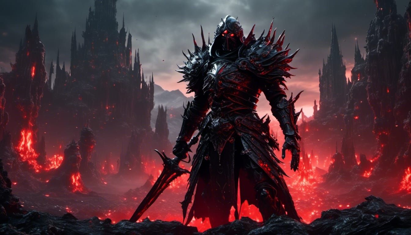 Death Knight in Blackstar Armor, Dark Fantasy Art