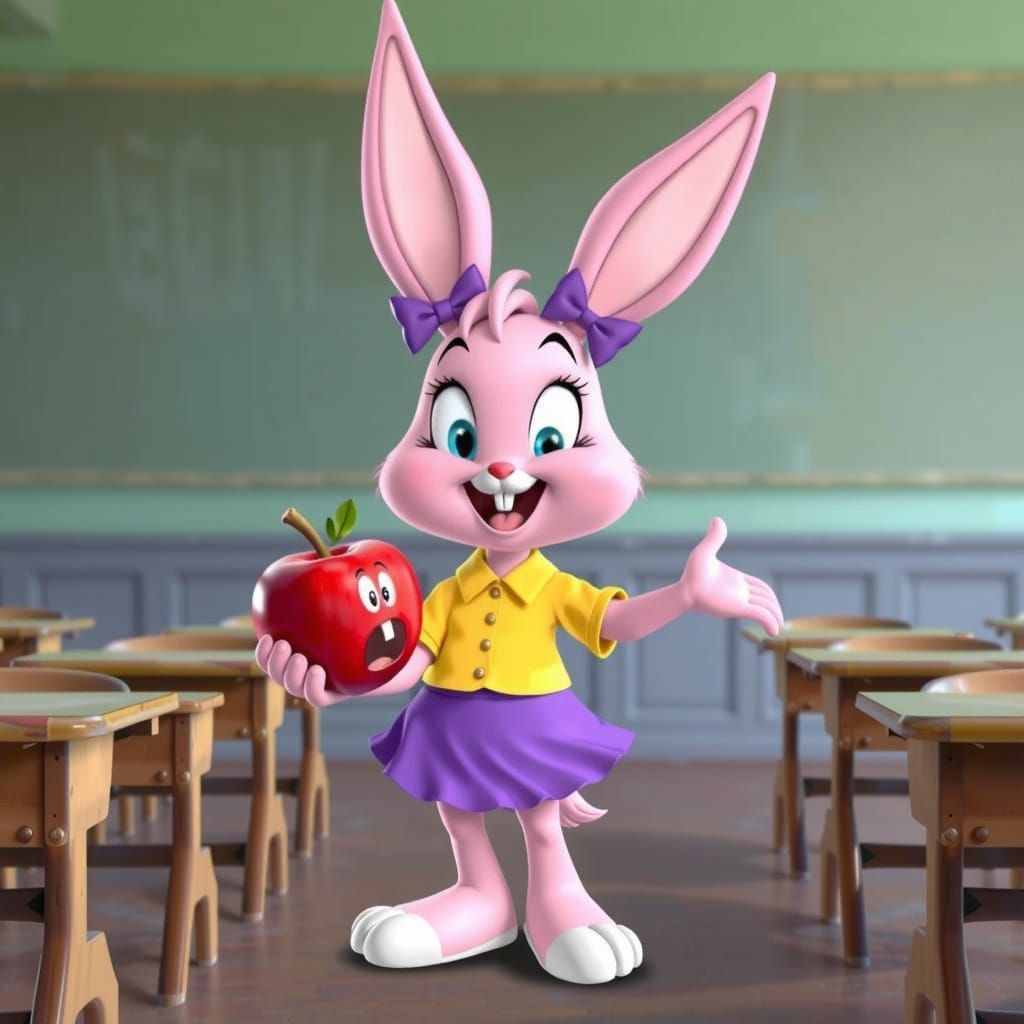 Babs Bunny in Whimsical Looney Toons Classroom