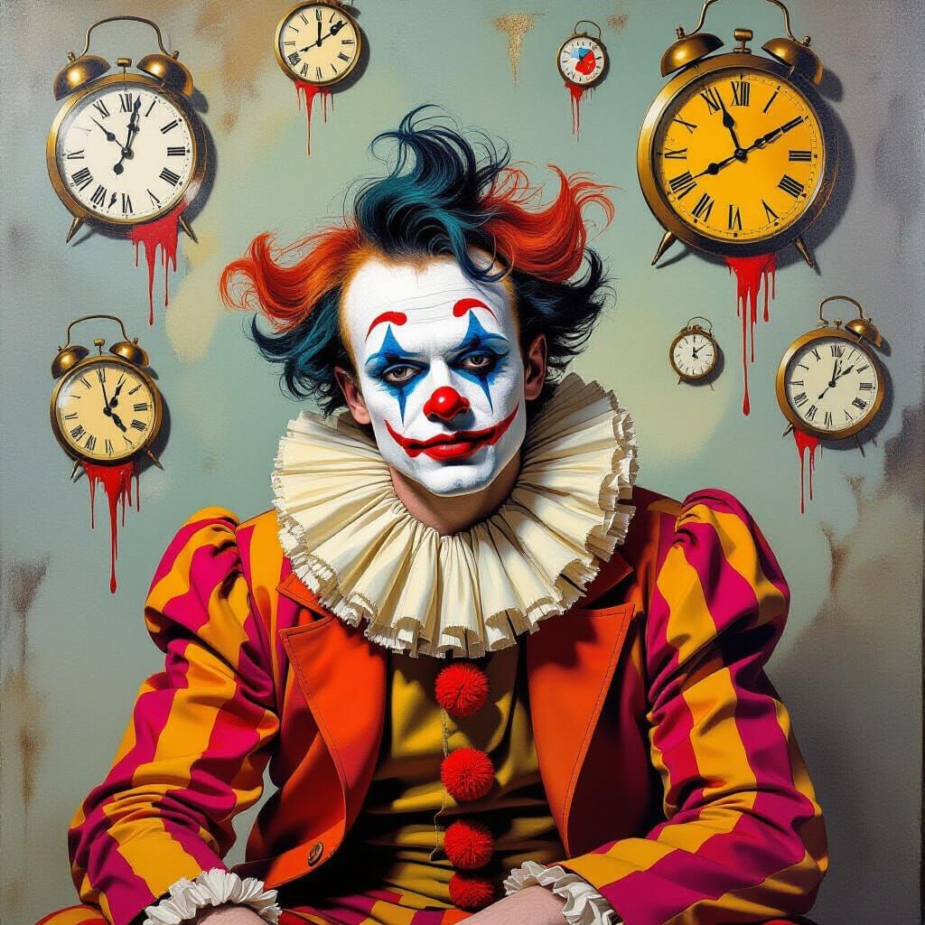 Rimbaud in Clown Makeup, Surrealist Style