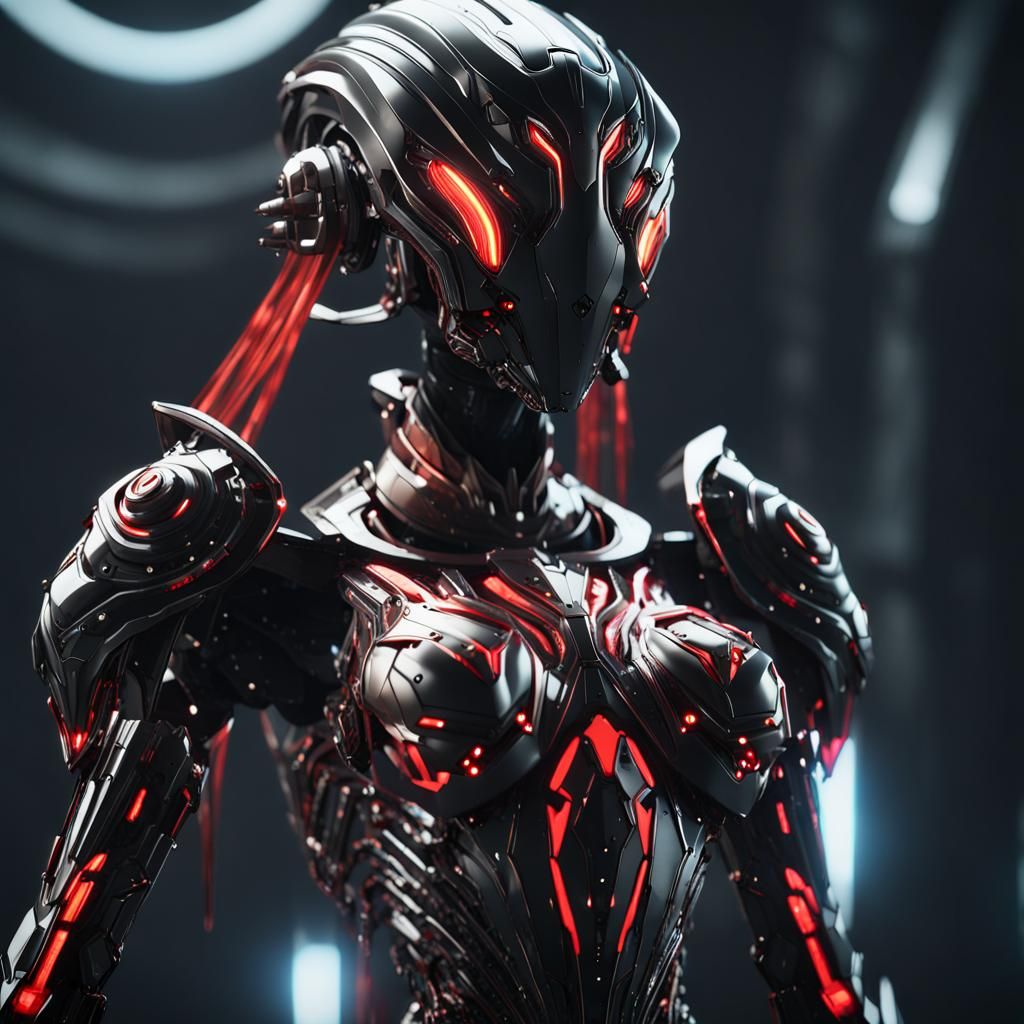 Gothic Robotic Warrior in Space, Hyperdetailed Sci-Fi Art