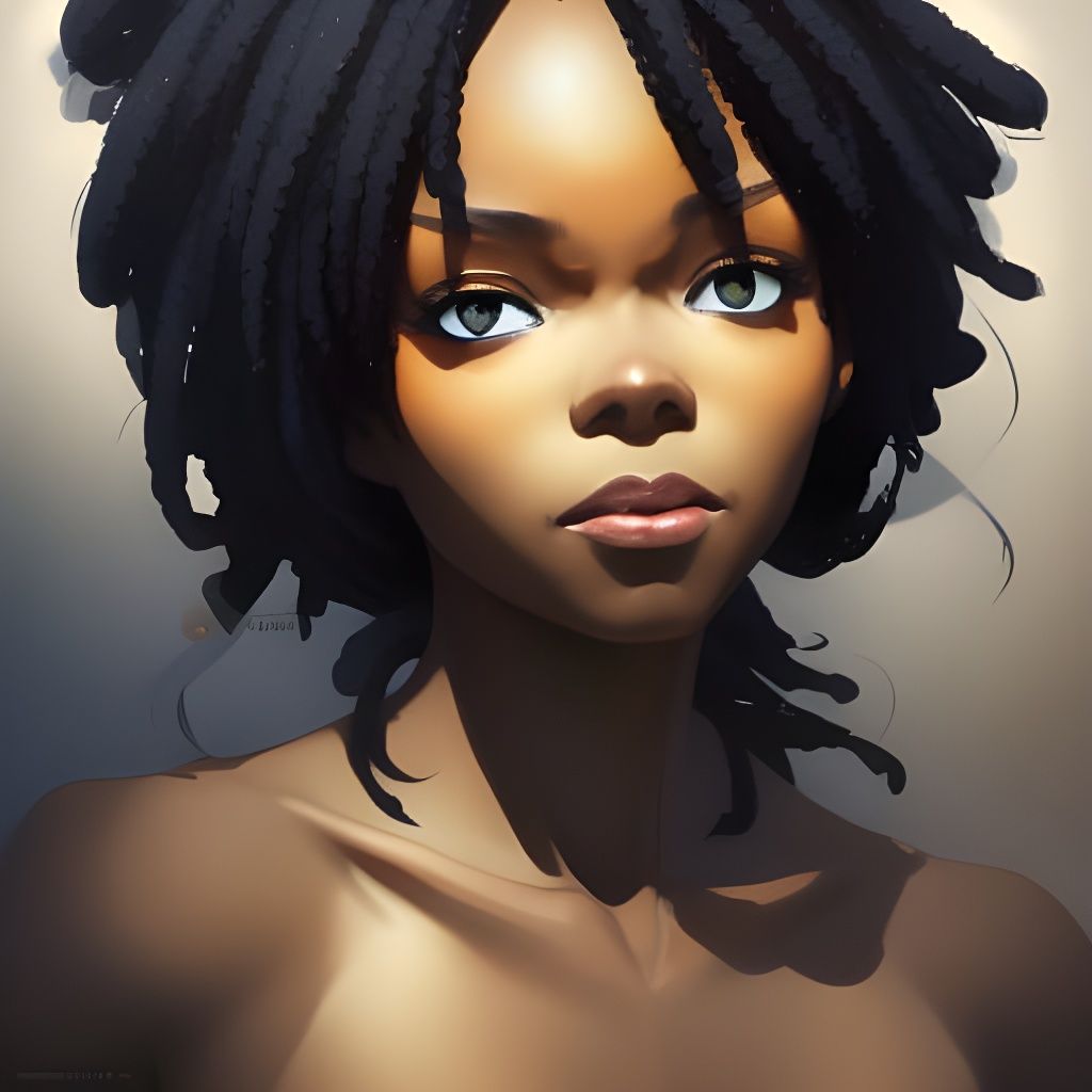 Anime Portrait of a Black Girl in 8K