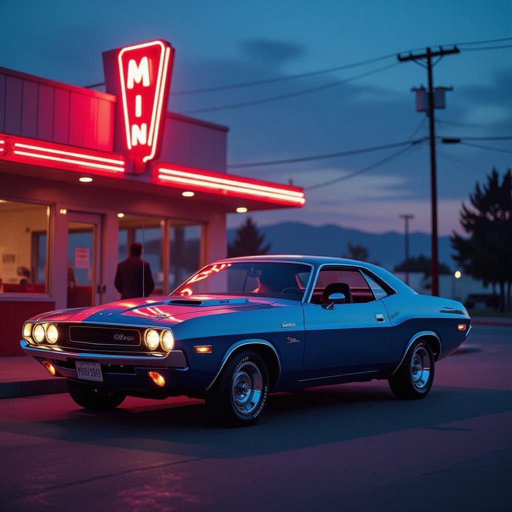 1970 Dodge Challenger at Twilight Diner