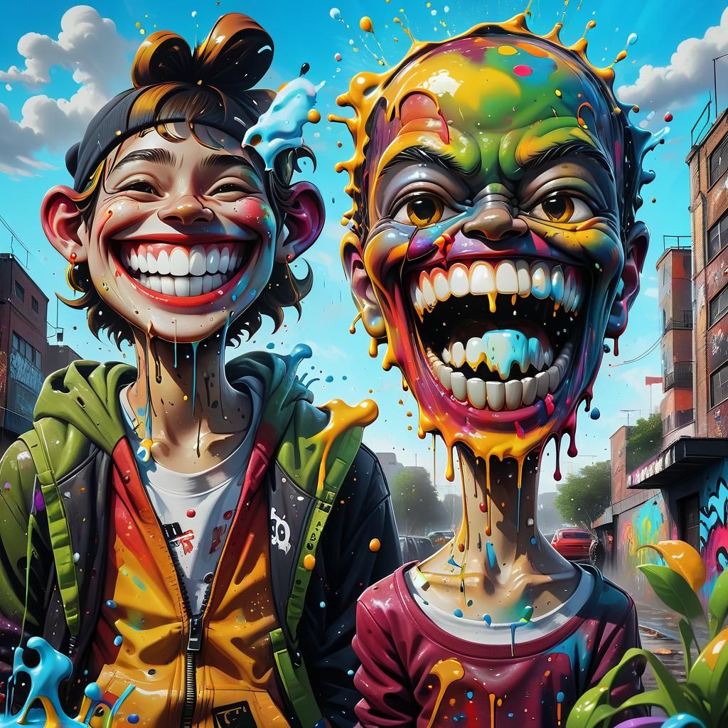 Graffiti Art of Smiling Faces in Street Style