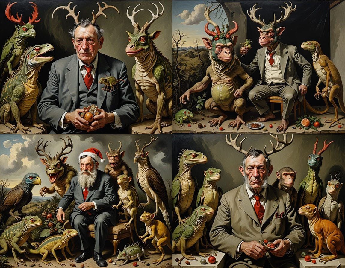 Fierce Dreamlike Creature in Oil Painting Style