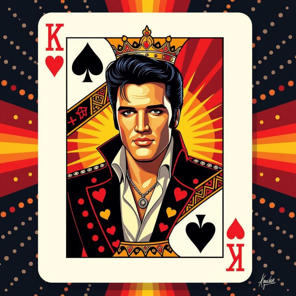 Elvis Presley as King of Hearts Playing Card Art