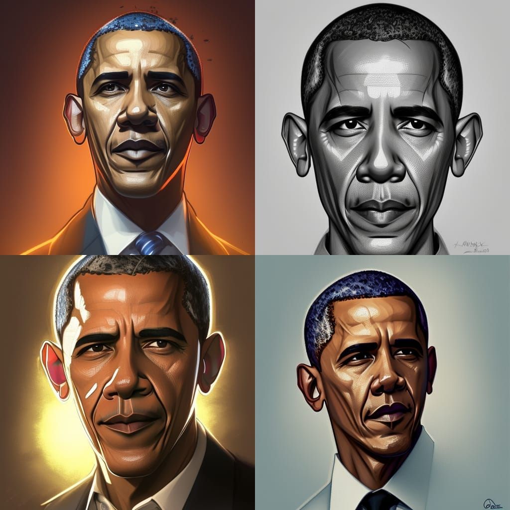 Detailed Portrait of Barack Obama in Art Nouveau Style