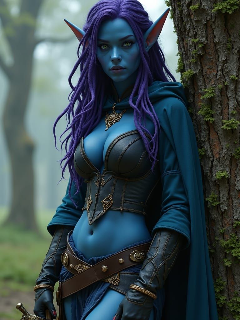 Fantasy Elf Assassin with Runic Dagger