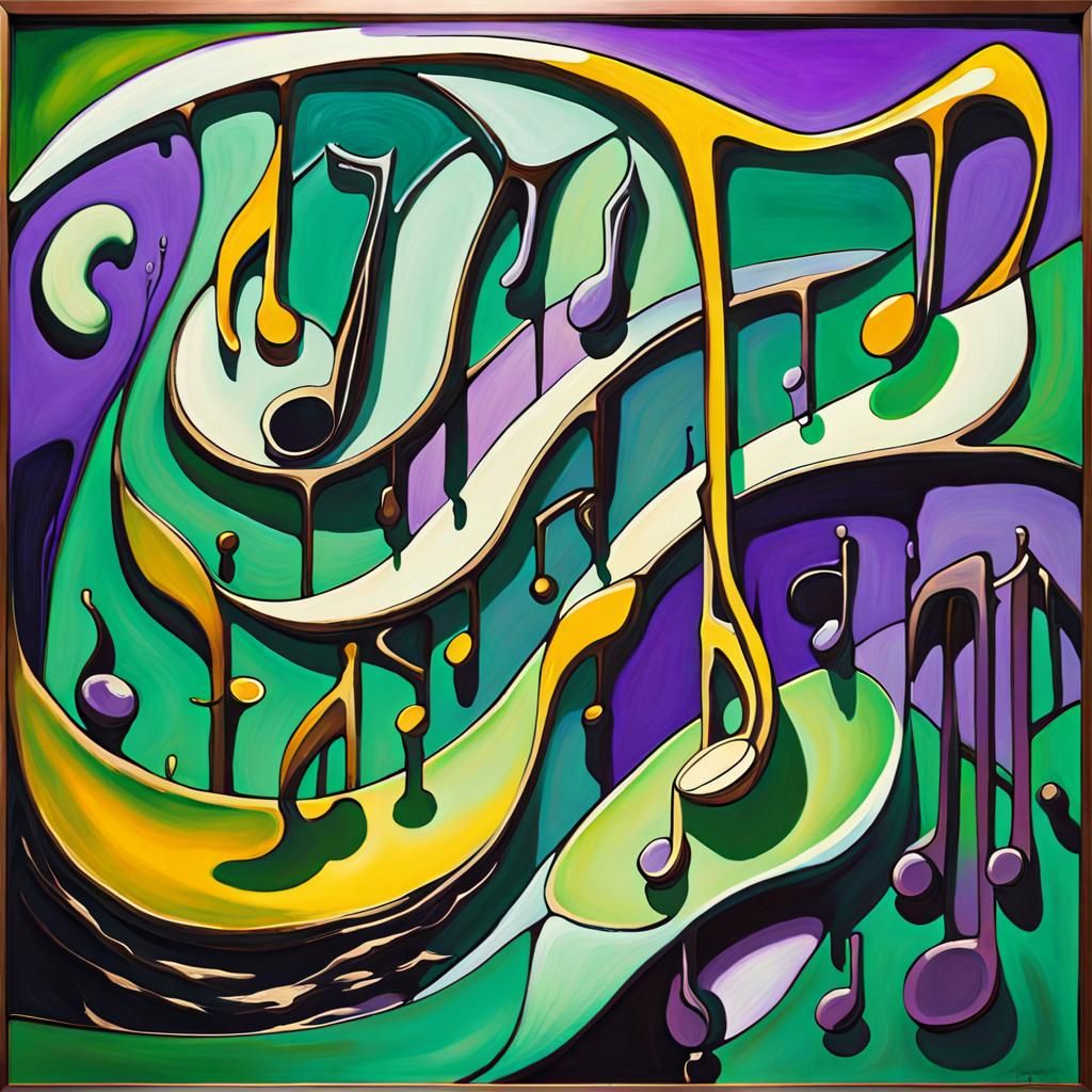 Surreal Expressionist Piano Notes in Fluid Motion