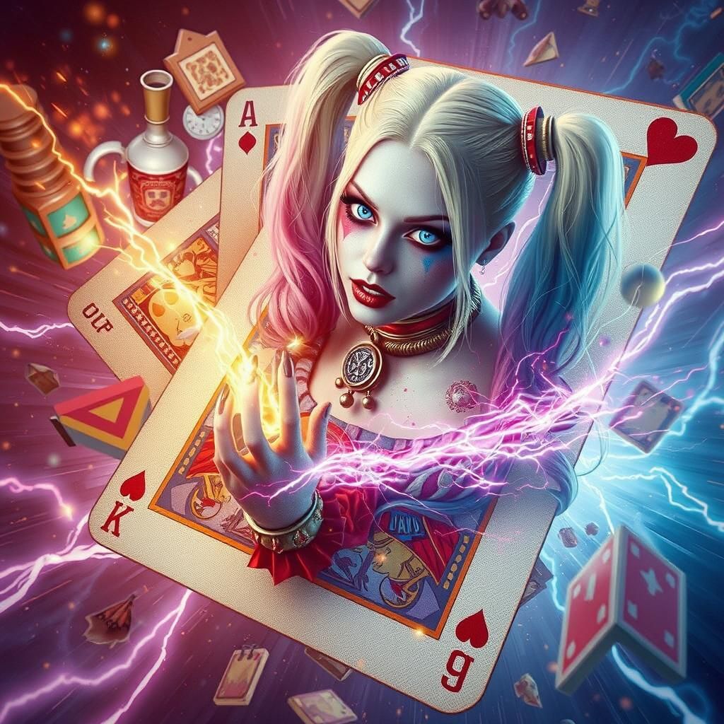 Harley Quinn Portrait with Magical Elements