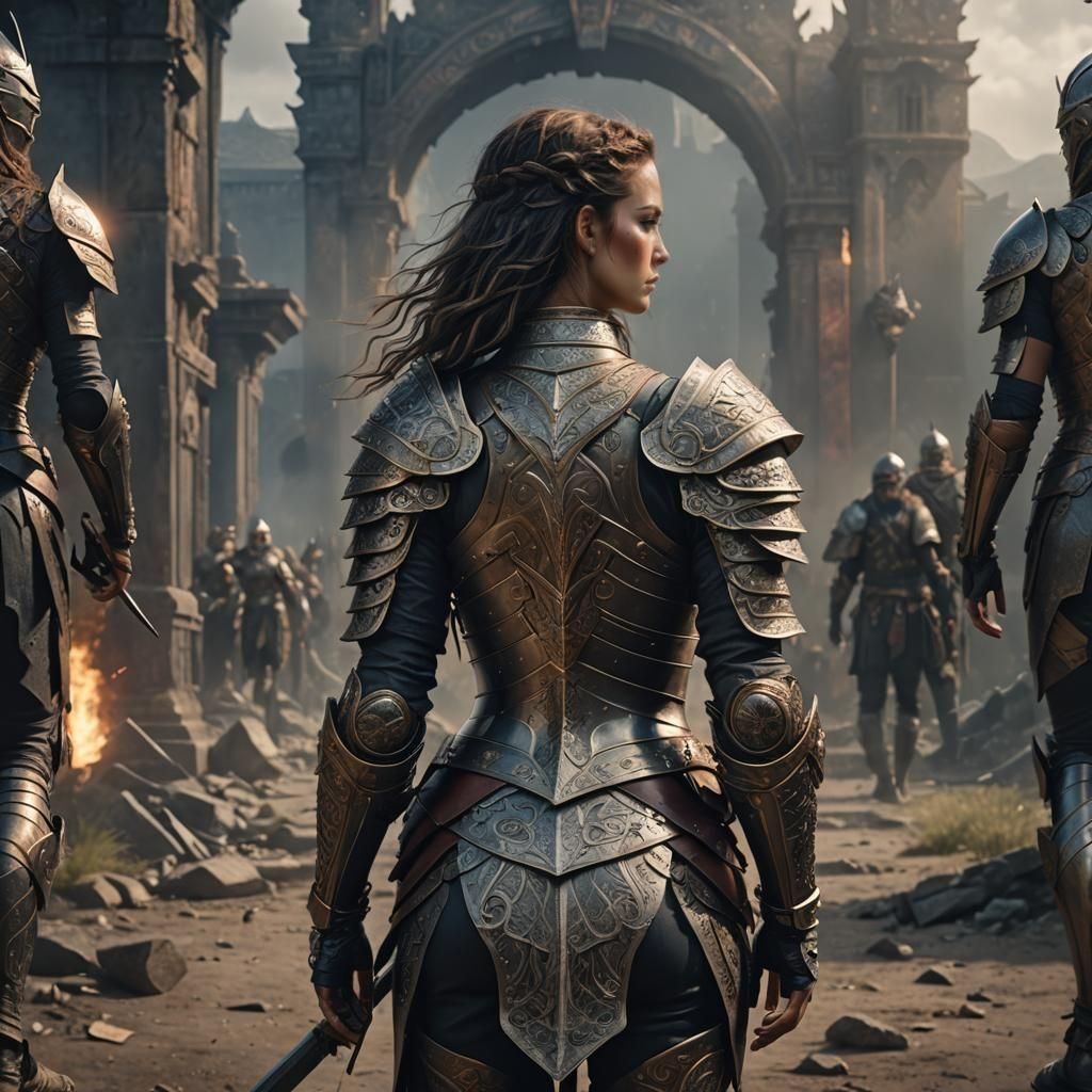 Epic Female Warrior in Detailed Armor