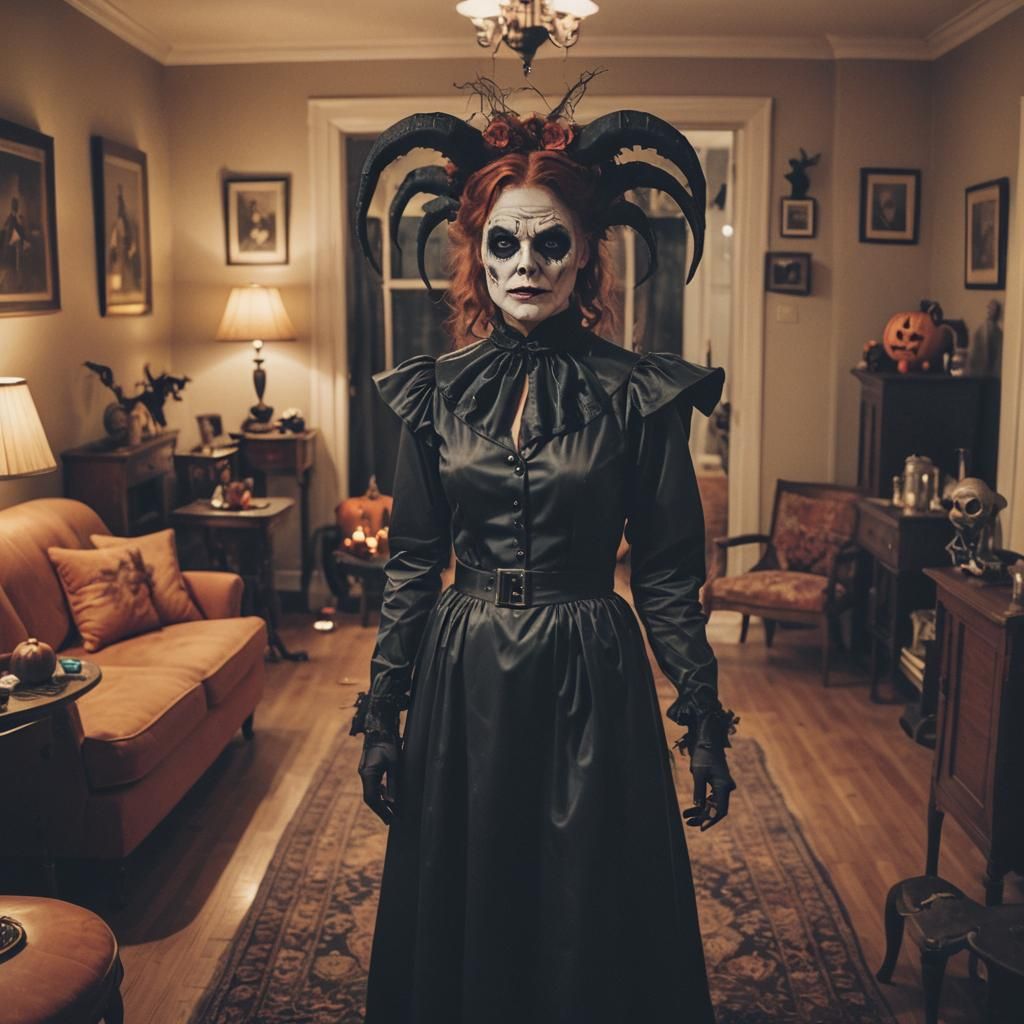 Peculia Cosplay at Halloween Party: Cinematic Still