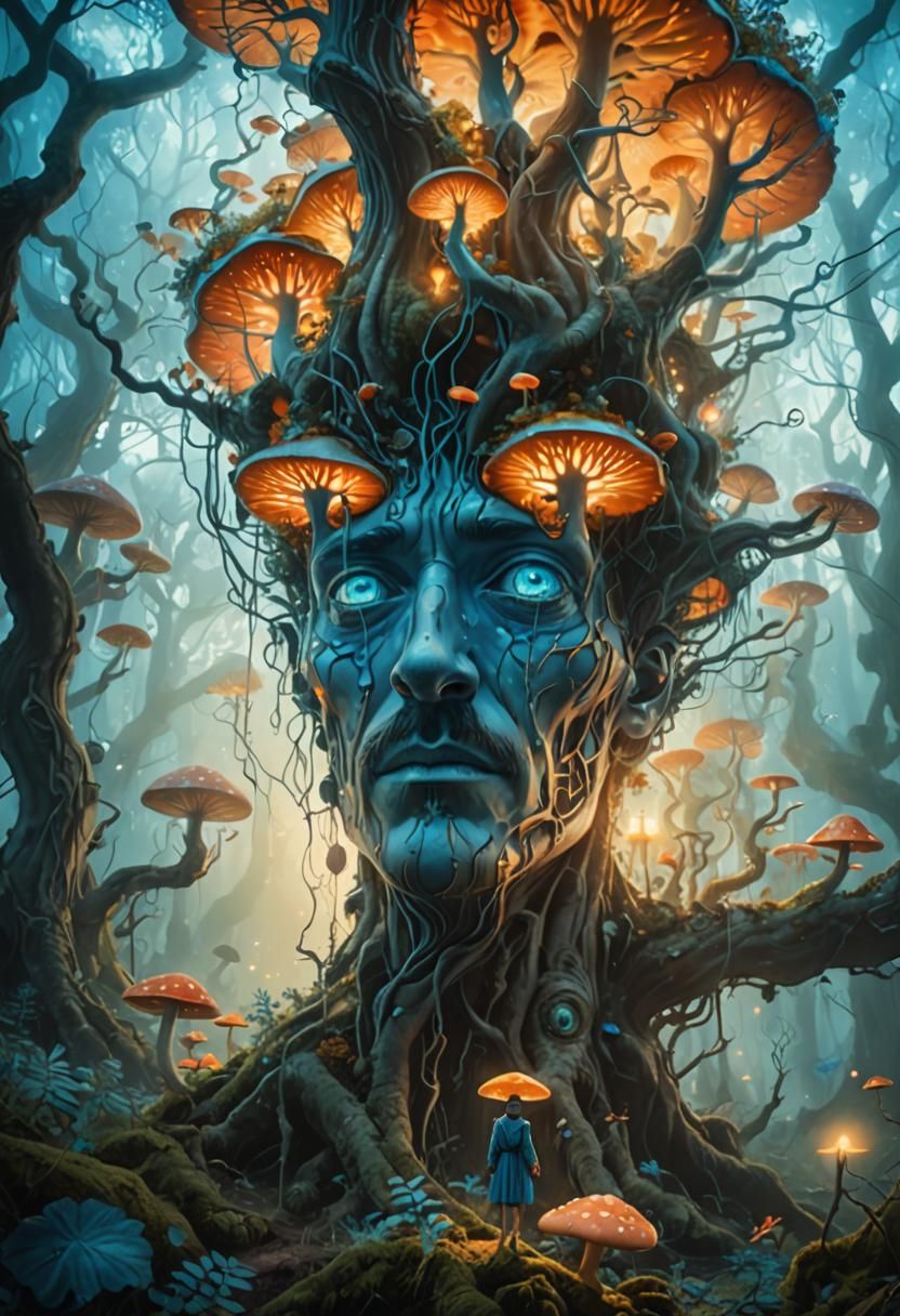 Dreamlike Forest Figure in Surreal Digital Painting