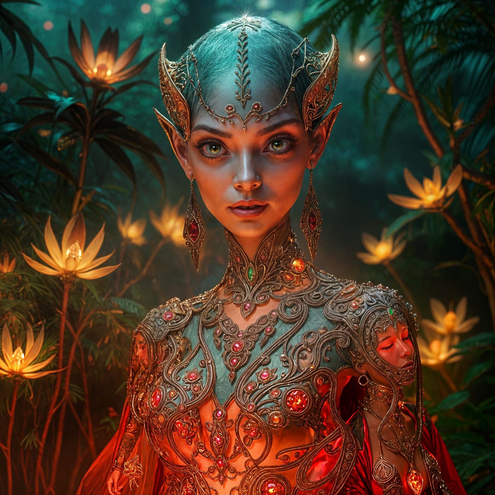 Ethereal Goddess in Cosmic Jungle