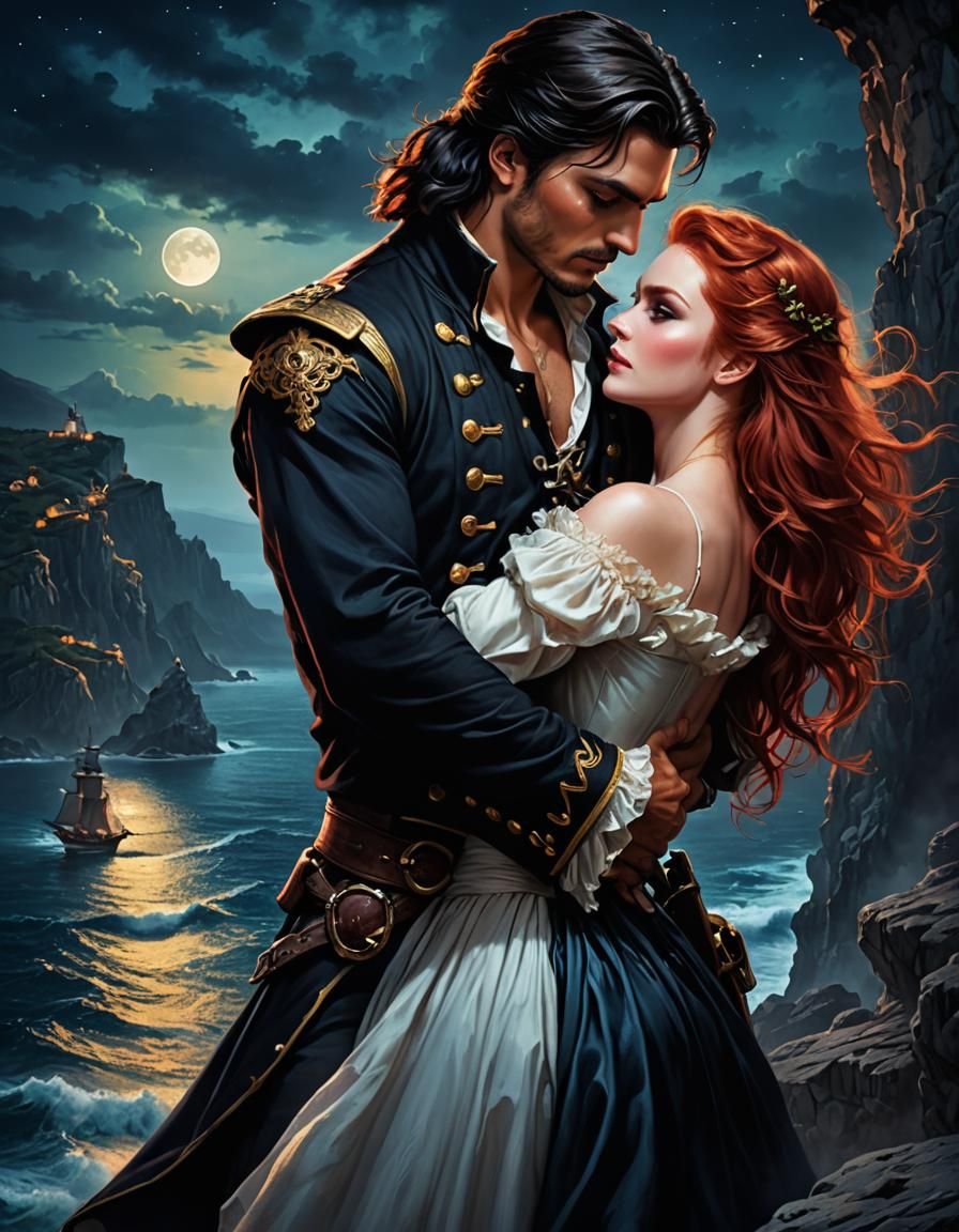 Moonlit Embrace: Pirate Romance Novel Cover