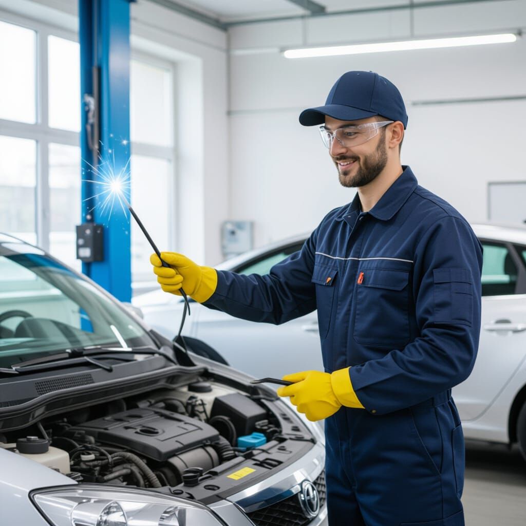 Magic Mechanic Fixes Car Engine with Wand